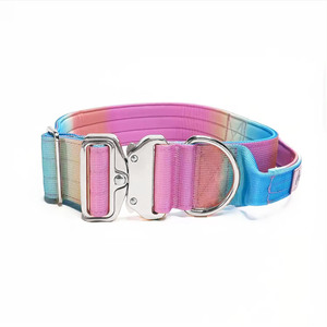 Nuevo collar de perro táctico personalizado Color degradado Collar de perro de nailon Correa con hebilla de Metal y acolchado suave para perros - Product Image 3