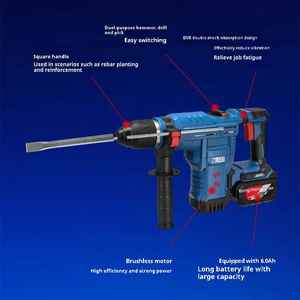 Taladro Martillo Industrial con Carga de Litio de Alta Potencia, 20V, SDS Plus, Mandril para Demolición de Hormigón, Batería de 220V - Product Image 5