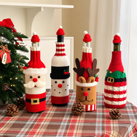 Housse de bouteille de vin tricotée Père Noël en fibre acrylique, décor de vacances Élan/Bonhomme de neige