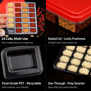 ถาดซอสกระเทียมบดใส PET 24 ช่อง พร้อมฝาปิดแบบ Snap-on ปลอดสาร BPA รับทำโลโก้ตามสั่ง ขายส่ง - Product Image 3