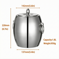 Seau à glace XINGWANG moderne en acier inoxydable, forme ronde, poli miroir, 1L/2L, avec double poignée pour bar/KTV