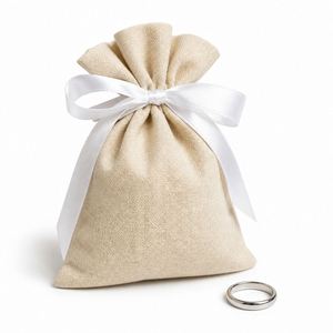 Bolsas de Regalo de Boda de Muselina de Algodón Orgánico al por Mayor, Bolsitas con Cordón para Recuerdos de Fiesta Nupcial - Product Image 2