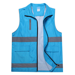 Chaleco reflectante de seguridad azul con rayas reflectantes, ropa de trabajo unisex para actividades al aire libre, otoño primavera 2023 - Product Image 1