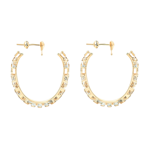 Boucles d'oreilles créoles en cristal, acier inoxydable 316L, placage or PVD, bijoux durables et résistants pour femmes - Product Image 2