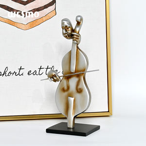 Escultura de Arte Abstracto figura cobriza escultura regalo violonchelista tema musical recuerdo estatuas de resina para oficina Hotel hospitalidad - Product Image 5