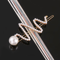 LRTOU Vente en Gros Personnalisée Accessoires de Cheveux de Mode pour Femmes Pince à Cheveux en Métal Barrette Nœud Papillon Perle pour Filles