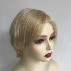 Peluca de Cabello Humano Virgen <span class=keywords><strong>Rubio</strong></span> Suave Europeo de 6 Pulgadas de Largo, con Flequillo, Base de Seda Transparente, 120% de Densidad - Product Image 1