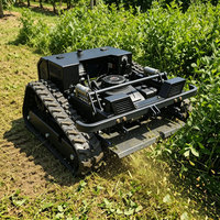 Tondeuse à gazon télécommandée robuste sur chenilles, moteur essence 224cc, pour la gestion des terres agricoles, des pâturages et des vergers