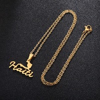 Collier en acier inoxydable plaqué or 18 carats, couleur Haïti, pour homme et femme, pendentif géométrique personnalisé en acier titane, collier de couple