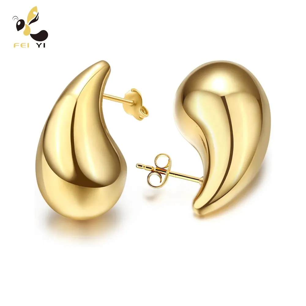 Chunky Ohrringe für Damen modisch moderne Wassertropfen einzigartiger Hoop-Ohrringe-Set Tränentropfen Dupes Gold-Ohrringe