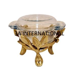 Gold Plated Leaf Designer Luxury Fruit <b>Serving</b> <b>Bowl</b> Clear <b>Glass</b> <b>Bowl</b> Dining Table Decoration Kitchen <b>Bowl</b> Sustainable Quality - Product Image 6
