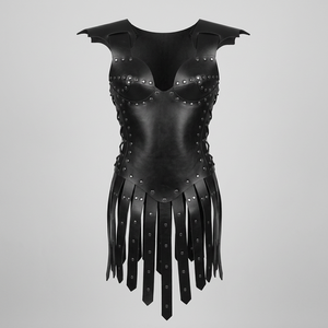 Disfraz de Guerrero de Cuero Negro con Detalles de Espada y Armadura para Mujer - Product Image 1