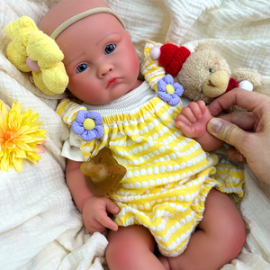 Muñeca Reborn <span class=keywords><strong>de</strong></span> Silicona Gordita <span class=keywords><strong>de</strong></span> 18 Pulgadas con Boca Fruncida, Muñeca Recién Nacida, Muñeca Interactiva Calva, Regalos - Product Image 2