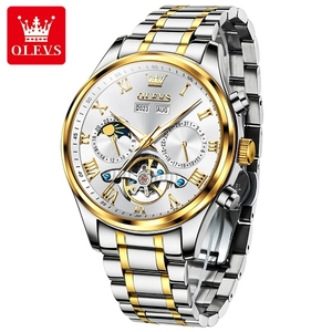 Montre automatique originale OLEVS 7005 pour homme, cadran romain, mécanique, phase de lune, squelette, luxe, étanche. - Product Image 3