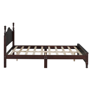 Letto matrimoniale in legno con piattaforma e due comodini, set camera da letto in noce scuro - Product Image 6