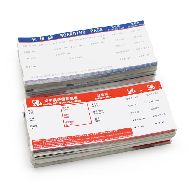 High Quality Custom Size Full Color Direct Thermal Cardboard Boarding Pass Airline Ticket Label Customized Shape Hot Stamping