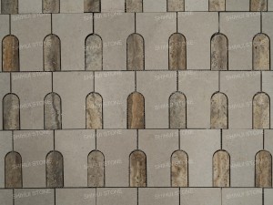 SH STONE <span class=keywords><strong>Mosaico</strong></span> di Lusso in Travertino Bianco Levigato e Grigio Argento per Lobby di Hotel, Piscine e Pareti di Spa - Product Image 6