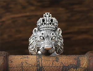 Anillos de plata de ley y oro con diseño de calavera y León, para hombres, estilo punk, Vikingo, iluminati, personalizado - Product Image 3