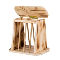 Râtelier à foin avec couvercle pour lapins et petits animaux, en bois flammé