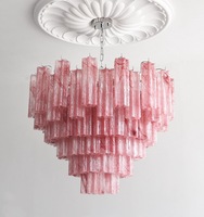 Lustre en verre antique de style Murano, doré, blanc chaud, LED, hauteur réglable, intensité variable, installation pour escalier