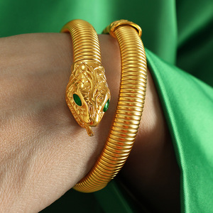 Snake <b>Cuff</b> <b>Bracelet</b> Gold <b>Silver</b> Tone Unisex Fashion Jewelry Animal Shape Trendy Wristband - Product Image 4