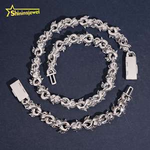 Catena Cubana di Lusso con Moissanite a Fiore da 15mm, Gioielli Hip Hop in Argento Sterling 925, Catena Infinity con Moissanite Incastonata - Product Image 5