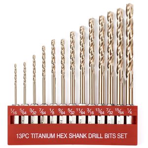 Juego de brocas helicoidales de titanio de 13 piezas Oem Pexmientas con vástago hexagonal, juego de brocas de impacto HSS de 135 grados con estuche de almacenamiento para mí - Product Image 2