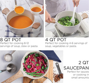 New Colorful and Heathly Aluminum Granite Non-stick Stone <b>Cookware</b> Set Eco-friendly Home Cooking Pot - Product Image 5