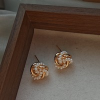 Anting Mutiara Air Tawar Geometris Aimgal Buatan Tangan Berlapis Emas 18K Perak 925 Premium untuk Pesta & Liburan