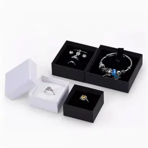 豪华纸板戒指耳环项链手链珠宝礼品包装珠宝纸盒定制标志黑色刚性盒接受
