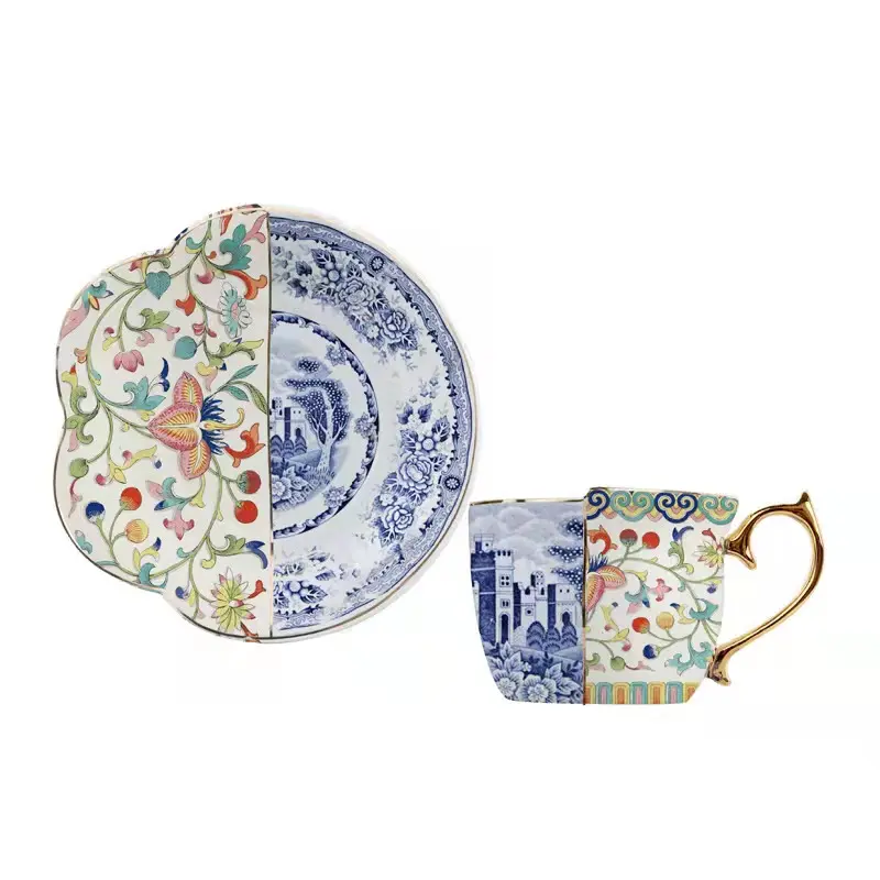 Caneca de café retrô requintada estilo chinês, copos de chá artesanais de luxo criativos para café, conjunto de 8oz