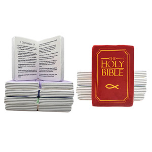 Almohada de Peluche con Versículo Bíblico Personalizado, Rellena de Tela Suave, en Forma de Libro Rojo y Azul, Almohada de Sofá con Forma de Libro de la Biblia Sagrada para <span class=keywords><strong>Personas</strong></span> - Product Image 4