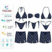 Ensemble de bikini de luxe pour femme avec logo personnalisé, fabricant de maillots de bain rétro imprimés sur mesure, maillot de bain haut de gamme à nouer sur les côtés
