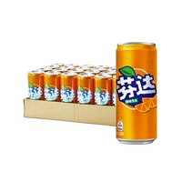 Boisson gazeuse Fanta très vendue, saveurs orange, raisin, pêche, pomme verte, canette mince de 330 ml, sans conservateurs