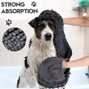 Hand Dry Pet Towel Thick Chenille Absorbent Quick Drying <b>Dog</b> Cat Bath Towel Gray Polyester Fiber Soft Wholesale - Product Image 3
