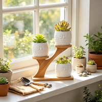 Étagère à plantes en bambou de style rétro à trois niveaux, montage facile, design détachable, porte-pot de fleurs pour plantes vertes, type sur pied