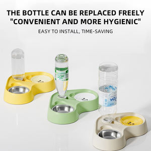 Bol d'eau et de nourriture pour animaux de compagnie, un seul bol pour <span class=keywords><strong>chat</strong></span> et chien avec abreuvoir automatique en acier inoxydable - Product Image 3