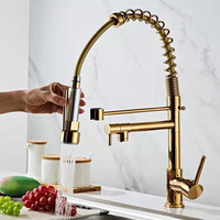 Robinet à 3 voies mitigeur mitigeur mitigeur de cuisine avec pulvérisateur extractible Robinet à tirette or rose en acier inoxydable moderne