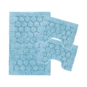 LEAF LINE - Set di 3 Tappetini da Bagno Blu - Product Image 1