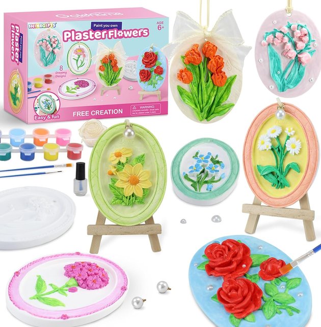 Paint Your Own Plaster Flower Kit Diy Art Craft Set Birthday Gift Home Decoration Educational Toy Handmade Creative Painting Kit