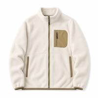 Blouson bomber polaire camouflage à col rond pour homme, imperméable, coupe-vent, avec poche poitrine en nylon contrastant, doublure chaude en sherpa, idéal pour le printemps