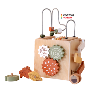 Cube d'activités Montessori multifonctionnel 5 en 1 en bois écologique non toxique, blocs de construction, jouets éducatifs pour la petite enfance - Product Image 1