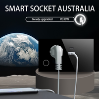 Commutateurs de maison intelligents Prise USB Interrupteur mural WiFi Tuya 16A PD30W Charge rapide Standard australien Interrupteurs et prises intelligents
