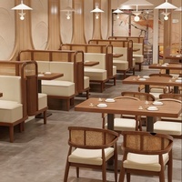 Meubles de restaurant sur le thème de l'Asie du Sud-Est, canapés en rotin, table et chaises en bois massif, JUN HENG JX-0545, usage commercial