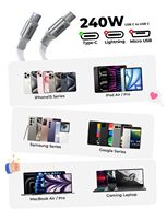 LISEN Hot Selling 240W Einziehbares USB C-Kabel USB C zu USB C Einziehbares Schnell ladekabel für iPhone iPad MacBook Samsung