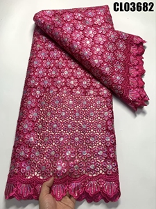 Tela bordada soluble en agua de alta calidad, la más nueva tela de encaje de cordón grande Aso Ebi elegante y cómoda para vestido de novia de <span class=keywords><strong>mujer</strong></span> - Product Image 3