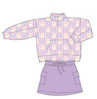 Ensemble deux pièces haut à col montant et jupe trapèze pour filles, imprimé personnalisé de haute qualité, manches longues, avec poches, collection automne