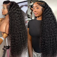 Wig Rambut Asli Vietnam HD Lace Frontal dengan Kutikula Tertata Rapi, Model Water Deep Curly Wave 13X4 13X6 HD Lace Front Wig