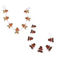 Décoration en peluche Bonhomme de pain d'épices en gros pour sapin de Noël, décorations festives en forme de bonhomme biscuit marron avec sprays floraux
