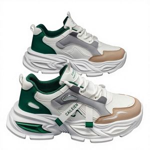 Zapatos Deportivos de Malla Transpirable con Cordones para Hombre, Otoño, Modernos, Combinables con Todo, Suela Gruesa, Aumentan la Altura, Casuales, Antideslizantes - Product Image 1